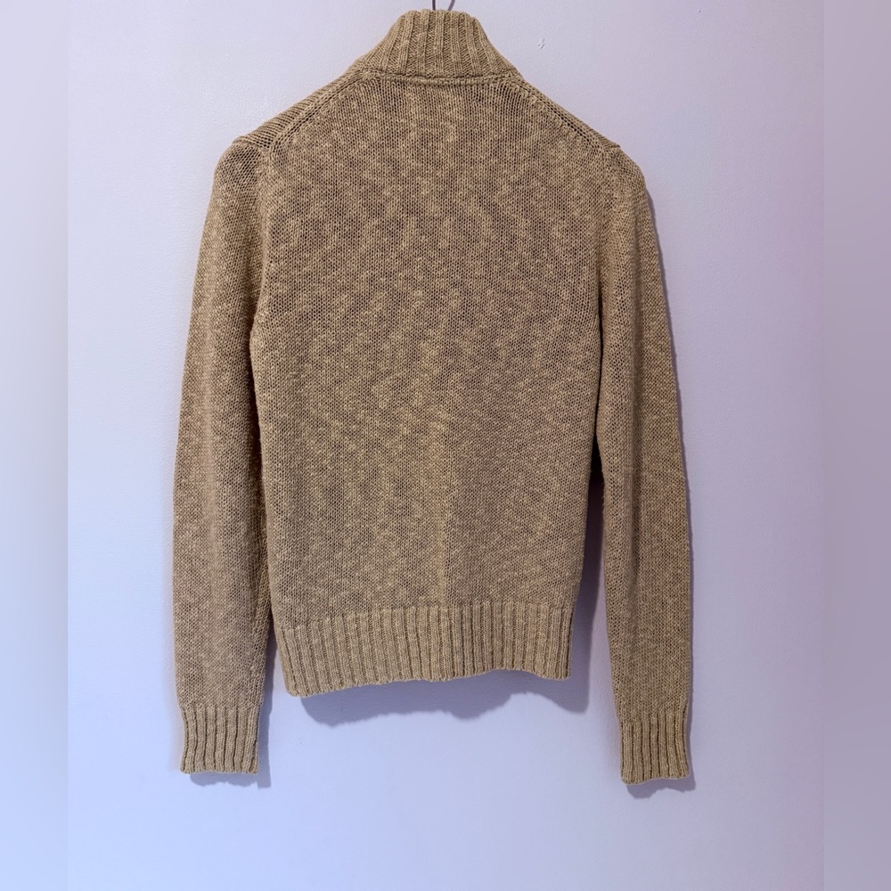 Lucky Brand Men’s Linen&cotton Blend Tan Zip Up Sweater With Front Pockets - Picture 9 of 9